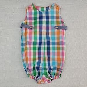 Egg by Susan Lazar‎ Trevor romper plaid cotton 18M